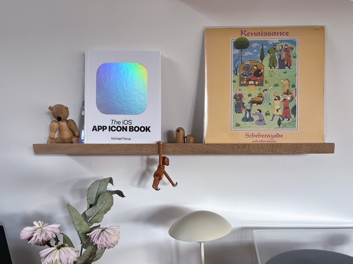 The iOS App Icon Book displayed on a shelf in a reader's home